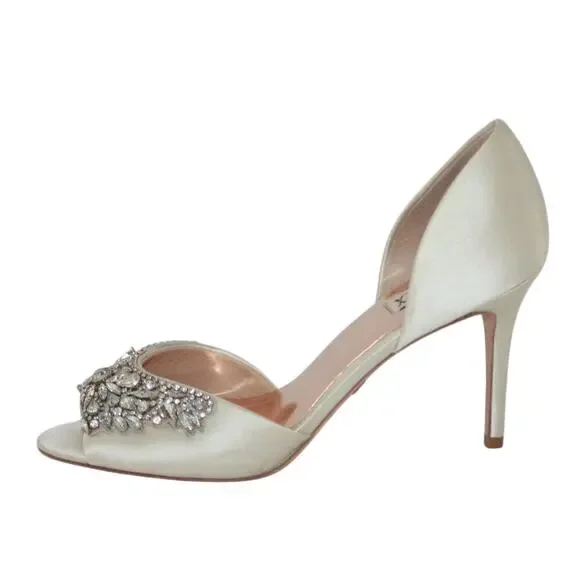 Badgley Mischka Satin and Rhinestone Heels Size 10 - Picture 6 of 11